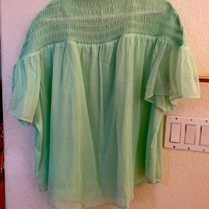 🌈Beautiful seafoam green flutter sleeve top XL 🌈